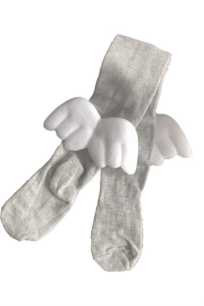 Gri Melek Kanatlı Külotlu Çorap