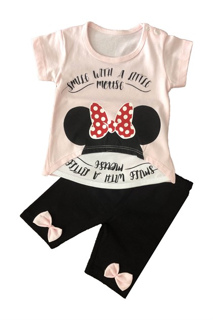 Kız Bebek Pembe Mickey Minnie Mouse Takım
