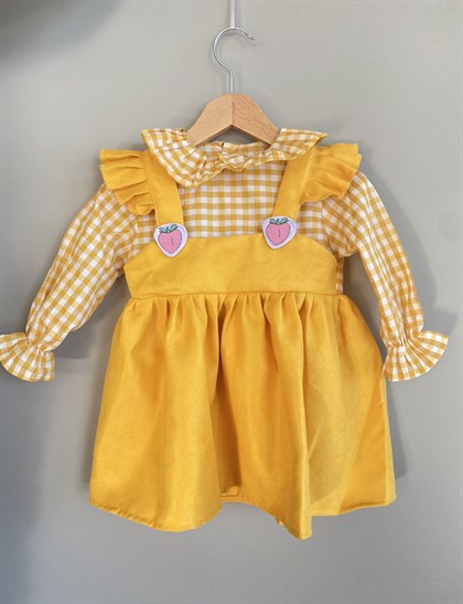 Kız Çocuk Sarı Çilek Elbise