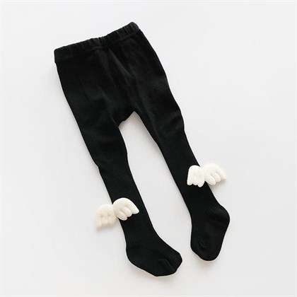 Siyah Melek Kanatlı Külotlu Çorap